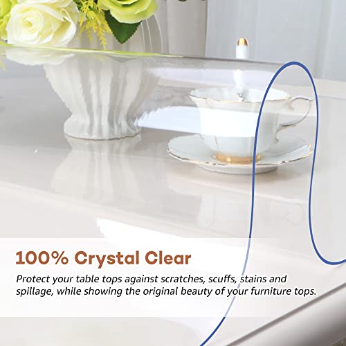 RostiKong 36 x 36 Inch Clear Plastic Square Table Top Protector Thick Waterproof Transparent Tablecloth Cover Mat Non Slip PVC Vinyl Table Liner Pad Waterproof Dining Beside Sofa Coffee Tabletop Cloth - color: Upgraded Clear Rectangle Shape, size: 36" x 3