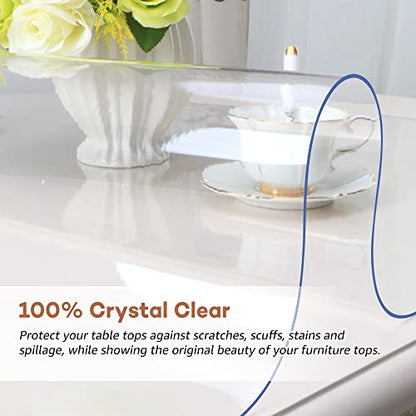 RostiKong 46 X 46 Inch Square Clear Vinyl Table Pad Protector Rectangular Plastic Tablecloth Wood Furniture Granite Kitchen Countertop Sofa Coffee Desktop Table Liner Runner Protective Cover Desk Mat - color: Upgraded Clear Rectangle Shape, size: 46" x 46