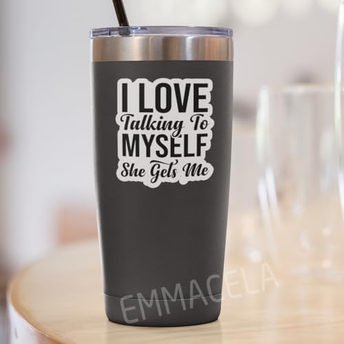 (3PCS) I Love Talking to Myself She Gets Me Sticker, Funny Sarcastic Stickers - Waterproof Vinyl Decal for Laptop, Tumbler, Water Bottle, Scrapbook, Gift for Women, Introvert 3" x 2.7 " - color: I Love Talking to Myself She Gets Me
