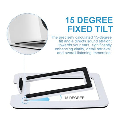 Sanyun SW601 15° Tilted Desk Speaker Stands for Compact 2''-3'' Computer PC Bookshelf Monitor Speakers, Steel Metal Base & Damping Foam Padding (Pair, White) - color: White