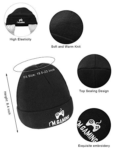 Syhood 4 Pcs Gamer Gifts Set for Couple Men Women Beanie Gamer Hat and Scoks I'm Gaming Gift Winter