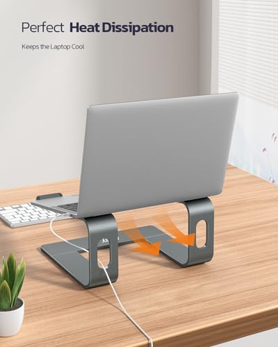 Nulaxy All-Aluminum Laptop Stand for Desk, Ergonomic Detachable Ventilated Cooling Computer Riser, Anti-Slip Design Notebook Holder Compatible with All 10-16" Laptops (MacBook, Dell XPS, HP, Lenovo) - color: A-Grey