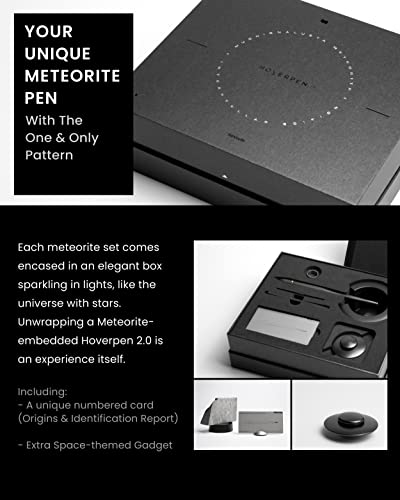 Novium Hoverpen 2.0 Interstellar Edition - Space Black, Unisex, Ballpoint Pen, 23.5 Degree Angle, Schmidt Ballpoint Refill, No Spills, No Spotting, No Explosions - color: Space Black, style: Meteorite Embedded