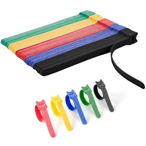 90 PCS Reusable Cable Ties with Hook and Loop, Multi-purpose Adjustable 8 Inch Cable Management Wire Ties Cable Straps for Organizing Home, Office and Data Centers (Multicolored) - color: Color 90pcs