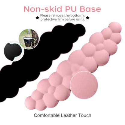 JIKIOU Upgrade Leather Cloud Keyboard Wrist Rest, Cloud Wrist Rest with Non-Slip PU Base, Comfortable Memory Foam Wrist Rest for Computer Laptop Mac Gaming Office and Pain Relief Wish Christmas Gift - color: 05pink