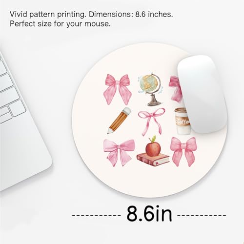 Coquette Pink Bow Teachers Mouse Pad, Mouse Pads for Desk, End of Year Teacher Gifts Mousepad for Office Dorm Computer Laptop Gaming, Teacher Office Supplies, 8.7x8.7 Inch - color: bow