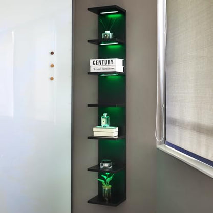 7 Tier Wall Shelves with RGB, Lack Wall Shelf Unit, Vertical Shelf with Remonte Control,Black Shelves - color: Rgb-black