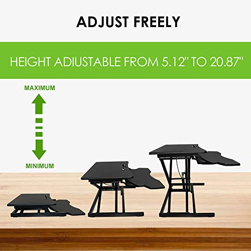Standing Desk Converter 32 Inch - Height Adjustable Desk Riser with Keyboard Tray, Wide Sit Stand Workstation for 2 Monitors for Office & Home, Black