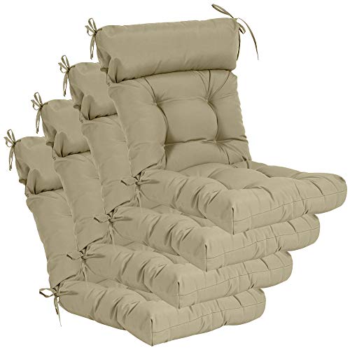 QILLOWAY Outdoor Rocking Chair Cushions Set of 2, 100% Polyester Waterproof Patio Rocking Chair Cushion, High Back Weatherproof Chair Pad for Adirondack & Outdoor Furniture, Beige - color: Beige