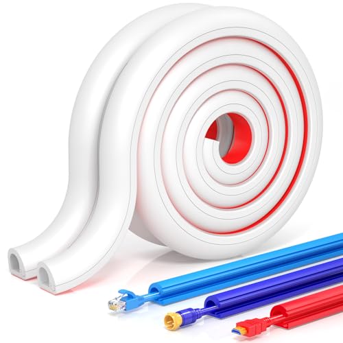 Wall Cord Hider - Flexible Cable Concealer for Mounted TVs, Self-Adhesive, W0.59inxH0.39in, White - size: 157 inch