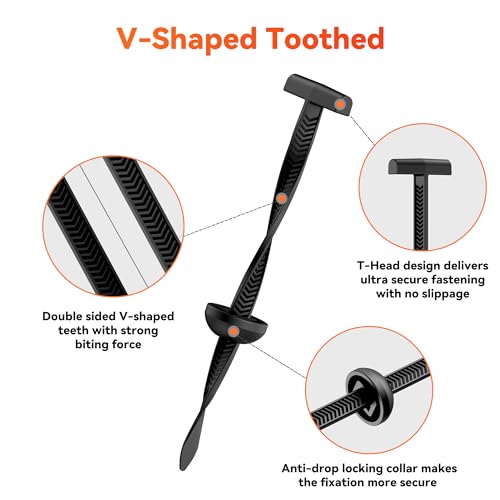 Nylon Universal Cable Tie Buckle,Patented Design V-Shaped Heavy Duty Zip Ties Clips,100 LBS with Pin & Button Fixion Tools,Automotive Plastic Rivet Mudguard Fasteners for Cars Daily Repair （120 Pack ）