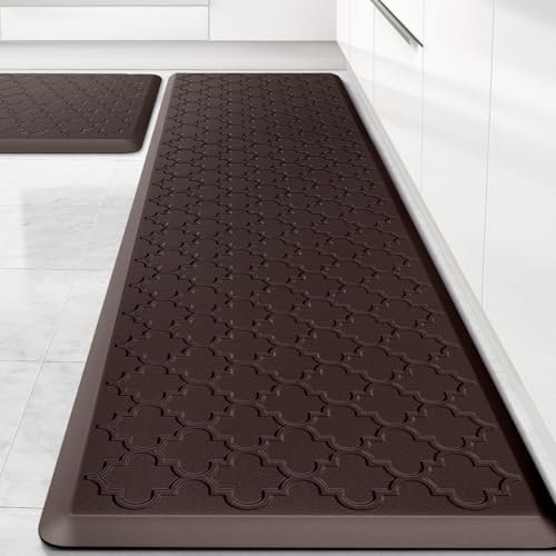 Kitchen Mat [2 PCS] Cushioned Anti-Fatigue Floor Mat Water Resistant Non-Skid Kitchen Mats and Rugs Ergonomic Comfort Foam Kitchen Rugs Standing Mat for Floor Office Sink (Chocolate,20"x30"+20"x60") - color: Chocolate, size: 20"x30"+20"x60"