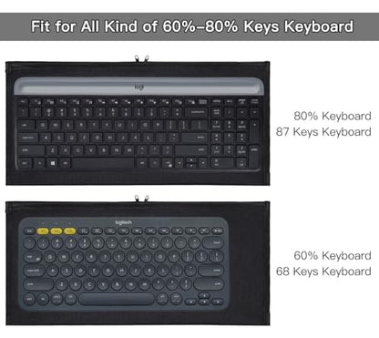 Keyboard Anti Dust Bag Sleeve Pouch for 60%-80% Keys Keyboard, Logitech/Redragon/Havit/Keychron/RK ROYAL KLUDGE/MageGee/Apple Magic Universal Wireless/Wire Computer/Gaming Keyboard Case Cover-Black - color: Black - 16.53 x 7.87 Inch