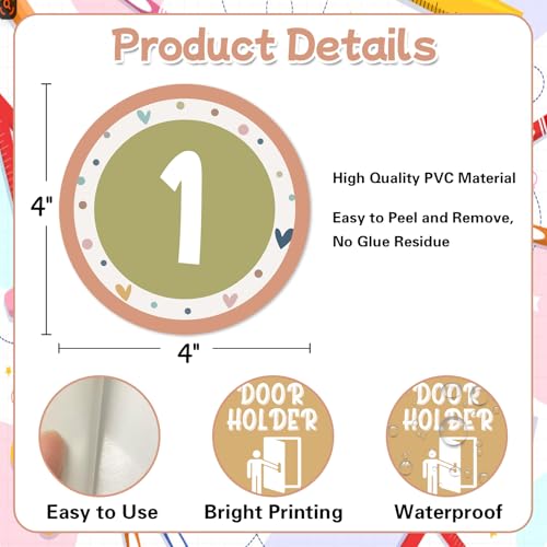 Line Up Spots Stickers for Classroom Floor, Boho Number Stickers | 36pcs Lining Up Number Decals for Classroom Waterproof Number Markers for Preschool Kindergarten Elementary Teacher Must Have