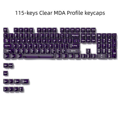 dagaladoo Dark Purple Clear Keycaps,Glossy Jelly Key caps tranlucent Set | Transparent keyboard keycaps ceramic style,MDA Profile,115 keys PC keycaps for Mechanical Keyboard with MX Switches - color: Dark Purple