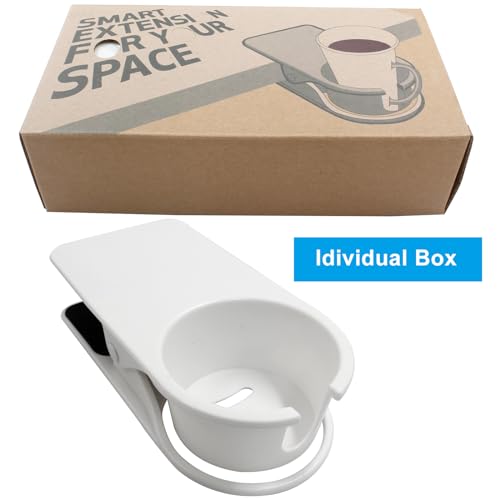 Jiozermi Drinking Cup Holder Clip, Desk Drink Holder with Clip for Water, Soda, Coffee Mug (White) - color: White