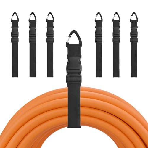 7PCS Heavy Duty Extension Cord Holder Organizer, 21.65IN Adjustable Storage Straps with Triangle Clips, 50lbs Capacity Hanger for Garage Organization, Workshop, RV&Garden Hose Management(1IN*21.65IN) - color: 1inch Width, size: 21.65Inch Length