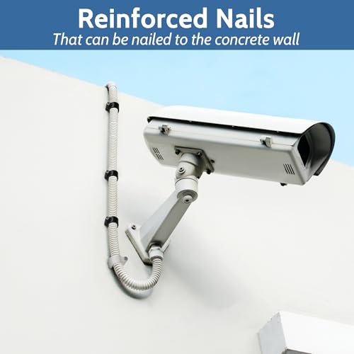 400 Pack Cable Clips with Steel Nails Kit, OD: 6mm/7mm/8mm/10mm Round U Nails (Black&White, Each 50PCS, Total 400PCS), Cable Wire Cord Management Clips, for Wall, Floor, Ceiling, Ethernet, Coax Cable