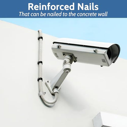 400 Pack Cable Clips with Steel Nails Kit, OD: 6mm/7mm/8mm/10mm Round U Nails (Black&White, Each 50PCS, Total 400PCS), Cable Wire Cord Management Clips, for Wall, Floor, Ceiling, Ethernet, Coax Cable