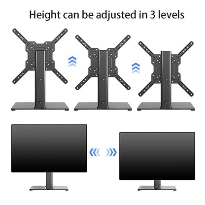 Universal TV Stand Base, Table Top TV Stand for 17-55 Inch LCD/LED TVs, Height Adjustable Monitor Mount Stand with Tempered Glass Base Holds up to 88lbs VESA 400x400mm, TS102 - style: X-Shape 400x400mm Vesa