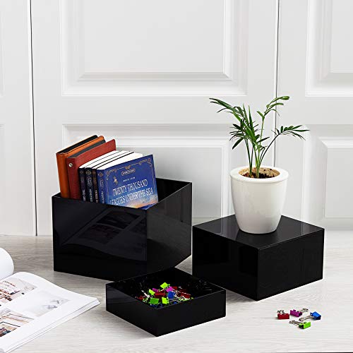 Red Co. Set of 3 Glossy Black Acrylic Cube Display Nesting Risers with Hollow Bottoms - 2 Pack - color: Black, size: 6",7",8" - 2 Pack