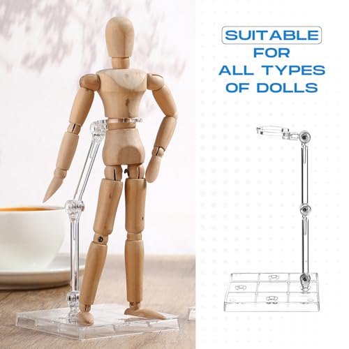 Wonderjune 24 Pack Action Figure Stand Model Support Stand Clear Doll Base Assembly Action Figure Display Holder Base with Screwdriver Compatible HG/RG 1/144 Toy, Transparent(6.3 Inches) - size: 6.3 Inches