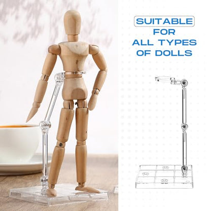 Wonderjune 24 Pack Action Figure Stand Model Support Stand Clear Doll Base Assembly Action Figure Display Holder Base with Screwdriver Compatible HG/RG 1/144 Toy, Transparent(6.3 Inches) - size: 6.3 Inches