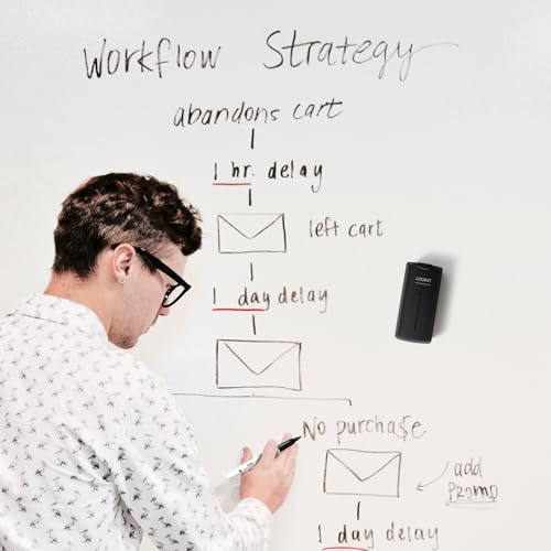 loukin All-in-One Magnetic Dry Erase Eraser, Patent Whiteboard Eraser with Whiteboard Cleaner, Ideal for Classroom, Home and Office Use, 2 Markers Included - color: Black (All-in-one)