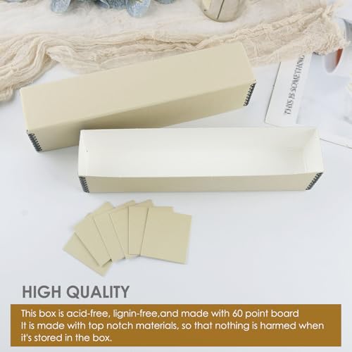 Golden State Art, Archival Slide Storage Case, 2.5"x2.125"x11" -Tan | Acid-Free File Box, Metal Edge Corner, Holds Up to 140 Films, Ideal for Store Photos Negatives and Cards - size: 2.5" x 2.125" x 11"