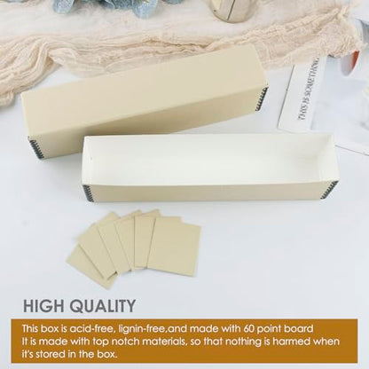 Golden State Art, Archival Slide Storage Case, 2.5"x2.125"x11" -Tan | Acid-Free File Box, Metal Edge Corner, Holds Up to 140 Films, Ideal for Store Photos Negatives and Cards - size: 2.5" x 2.125" x 11"