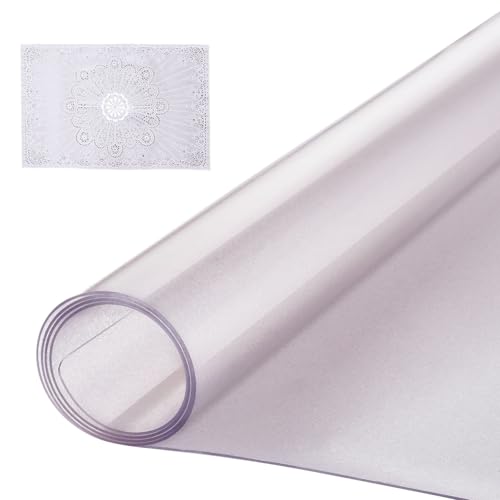VEVOR Plastic Table Cover, 42 x 60 Inch 1.5 mm Thick Frosted Rectangle PVC Desk Mat Protector, Waterproof & Easy Cleaning Pad Tablecloth, for Office, Dresser, Dining Room, Night Stand - size: 60" x 42" (Rectangular)