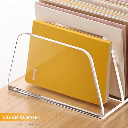 YUXUN Desk File Organizer,6-Section Acrylic Desk Organizer,Vertical File Sorter Holder Organization for Office School & Classroom (Clear - 1Pack) - style: 6-Section,A5