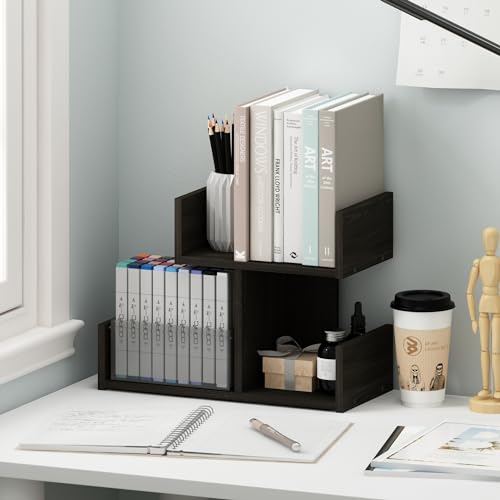 Furinno HERMITE Desk File Folder Organizers, 3-Shelf Desktop Office Organization Racks, Desk Top Display Book Shelf, for Paper, Office Supplies, Magazine, Espresso - color: Espresso, size: 12.4-Inch
