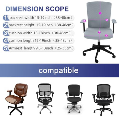 Tallew 4 Pcs Office Chair Covers Set Computer Universal Protective Stretchable Chair Seat Covers Desk Armrest Slipcovers Pads Office Cushion Backrest for Rotating(Quilted Silver Gray) - color: Quilted Silver Gray
