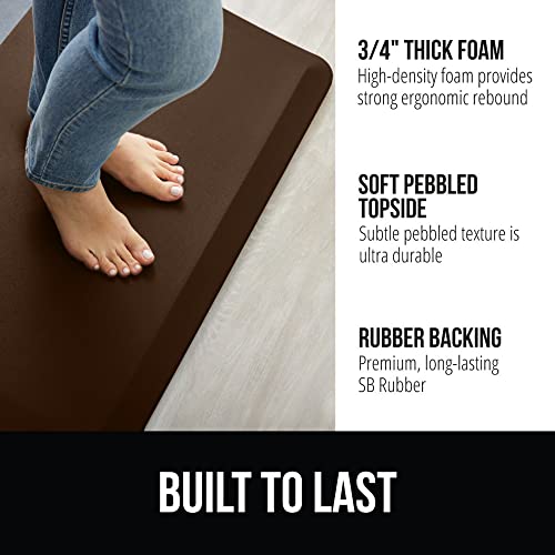 GORILLA GRIP Comfortable Cushioned Kitchen Mats for Floor, 3/4 Inch Thick Ergonomic Standing Desk Anti Fatigue Mat, Waterproof and Stain Resistant Pebbled Top, Supportive Padded Foam Rug, 39x20, Brown - color: Brown, size: 39" x 20" x 3/4"
