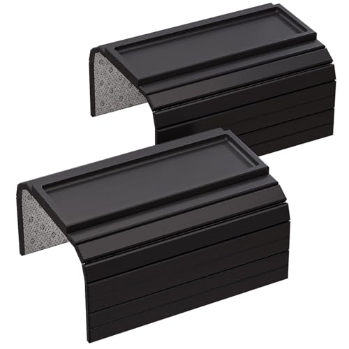 2 Pack Sofa Arm Tray, Bamboo Folding Couch Armrest Tray with Anti-Slip Pad for Drinks, Snacks, Phone, Remote Control (Black) - color: Black