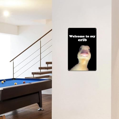 Welcome to My Crib Tin Sign for Teen Girls Boy, Bedroom/Gaming Room Bar Cave Door Decor, Dorm Wall Accessories Cool Things, Funny Metal Tin Signs Funny Decor Cute Thing 12 x 8 Inch