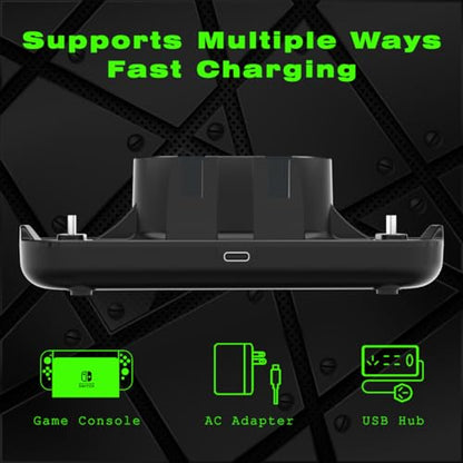 Switch Controller Charger for Nintendo Switch, Charging Dock with JoyCon/Pro / PS5 Controller, Charger Station with LED Indicator and Charger Cable for JoyCons, 6 in 1 Nintendo Charging Dock - size: 80cm