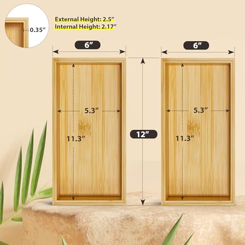 Kitchen Drawer Organizer Bins, Stackable Bamboo Drawer Organizer for Silverware, Flatware, Coffee Pod Organizer K Cup Holder for Countertop, 2 Pcs Coffee Station Organizer 12" x 6" x 2.5" - color: Bamboo, size: 12 x 6 x 2.5 Inch
