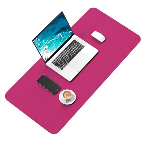 Hsurbtra Desk Pad, 30" x 14" PU Leather Desk Mat, XL Extended Mouse Pad, Waterproof Desktop Blotter Protector, Non-Slip Ultra Thin Large Laptop Keyboard Writing Mat for Office Home, Bright Rose - color: Bright Rose, size: 30" x 14"