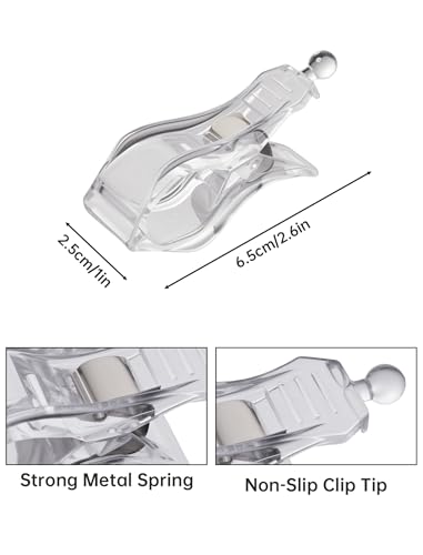 NiHome 20-Pack Balloon Arch Clips, Heavy-Duty Spring Clamps with Superior Grip, Transparent Reusable Clips for Secure Balloon Garland, Suitable for Backdrop, Wedding & Party