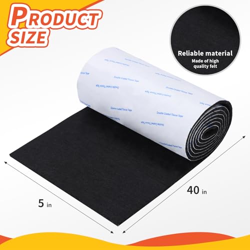 Felt Furniture Pads, Non Slip Self Adhesive Cuttable Felt Tape Black Heavy Duty Felts Strip Roll for Protecting Hardwood Floors Chair Wall Protector (40 x 5 x 0.12 Inch) - color: Black, size: 5" x 40" (1 Pack)