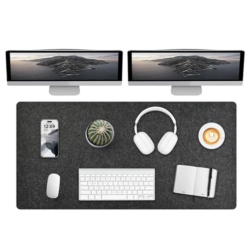 Extra Large Felt Desk Mat,55''x23.6'' Non-Slip Desktop Protector,Full Desk Mouse pad, Computer Desk Mat for Keyboard and Mouse Pad,Desk Accessories for Home and Office (Dark Gray) - color: Dark Gray, size: 55" x 23.6"