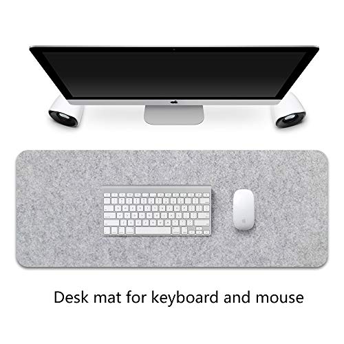 Extended Gaming Mouse Pad, Non-Slip Desk Pad, Desktop Protector, Writing Mat, Felt Desk Mat for Office and Home, 0.12 Inch Thick (Light Gray)