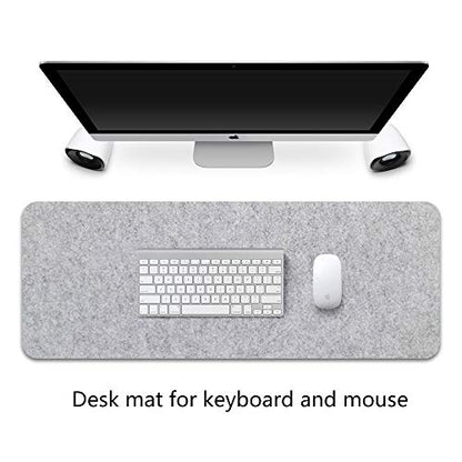 Extended Gaming Mouse Pad, Non-Slip Desk Pad, Desktop Protector, Writing Mat, Felt Desk Mat for Office and Home, 0.12 Inch Thick (Light Gray)