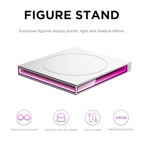 PC Case ARGB Square Figurine Shelf, Figure Stand, Infinity Mirror Design Floating PC Shelf for Figure - 120mm Fan Accessories-White - color: White