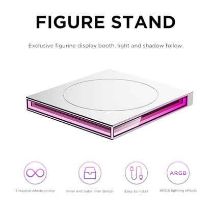 PC Case ARGB Square Figurine Shelf, Figure Stand, Infinity Mirror Design Floating PC Shelf for Figure - 120mm Fan Accessories-White - color: White