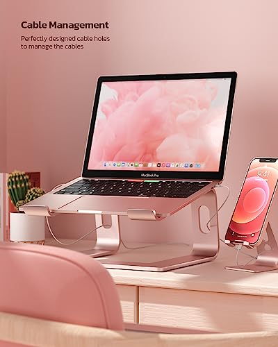 Nulaxy Laptop Stand, Ergonomic Aluminum Laptop Computer Stand, Detachable Laptop Riser Notebook Holder Stand Compatible with MacBook Air Pro, Dell XPS, HP, Lenovo More 10-16” Laptops - Rose Gold - color: D-Rose Gold