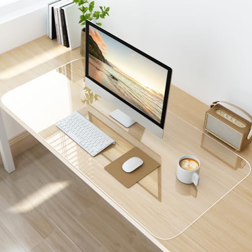 NATRKE Clear Desk Mat Pad, 35.4" X 15.7" Large Transparent Desk Protector, 1.5mm PVC Waterproof Non-Slip Writing Desk Pad Blotter for Desktop Home Office, 90 x 40 cm - color: Clear, size: 35.4" x 15.7"