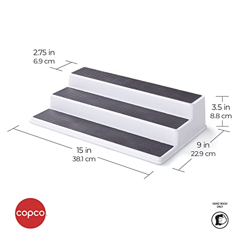 Copco 2555-0188 Non-Skid 3-Tier Spice Pantry Kitchen Cabinet Organizer, 15-Inch, White/Gray (Pack of 2) - color: White/Gray, size: 15-Inch (Pack of 2)